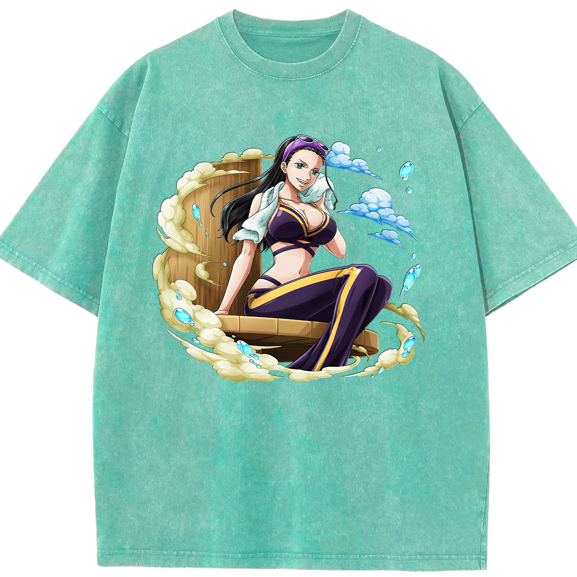 ワンピース ニコ・ロビン ONE PIECE Nico Robin 綿100% ヴィンテージ風 半袖Tシャツ（フロントプリント）